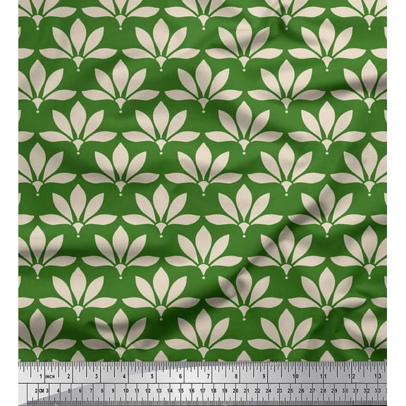 Soimoi Green Cotton Duck Fabric Artistic Floral Print Fabric by the Yard 42 Inch Wide
