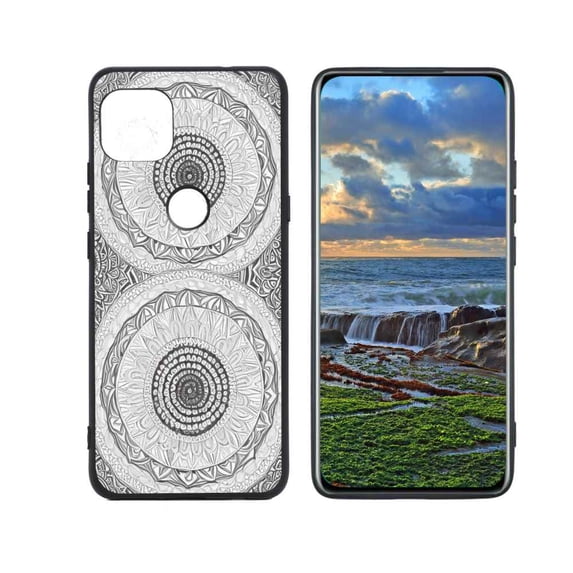 Compatible with Moto One 5G Ace Phone Case, Mandala-97 Case Men Women, Flexible Silicone Shockproof Case for Moto One 5G Ace