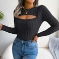 thumbnail image 2 of WXLWZYWL Sweaters for Women Cheap Autumn and Winter Fashion Solid Pullover Long Sleeve Round-Neck Sweater Tops Black, 2 of 6