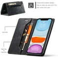 thumbnail image 3 of Case for iPhone 11 6.1 inch, Retro Matte Protective Leather Case with RFID Blocking Viewing Stand Magnetic Closure TPU Shell Flip Cover - Black, 3 of 16