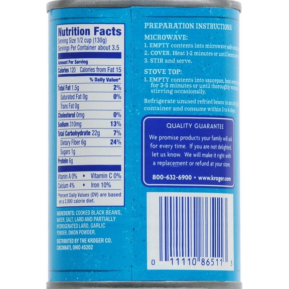 Kroger Seasoned Refried Black Beans 16 oz - Pack of 1