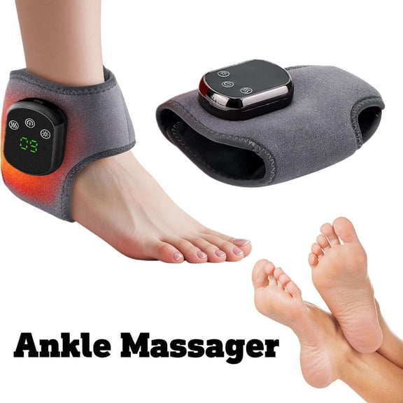 Premium ankle massager with heat, 3 modes (kneading, vibration, heat compress) for foot pain relief & circulation, portable & adjustable for home physical therapy, ideal gift for parents