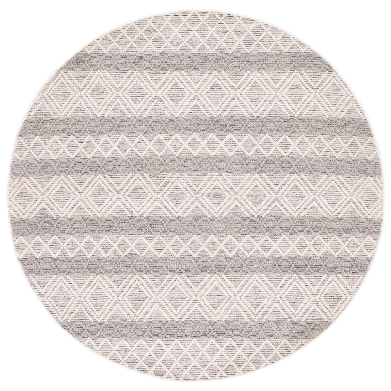 SAFAVIEH Natura Russell Geometric Striped Area Rug, Ivory/Charcoal, 4' x 6'