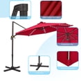 thumbnail image 5 of FLAME&SHADE 10ft LED Outdoor Round Patio Cantilever Umbrella for Beach Garden Patio and Lawn,Red, 5 of 8