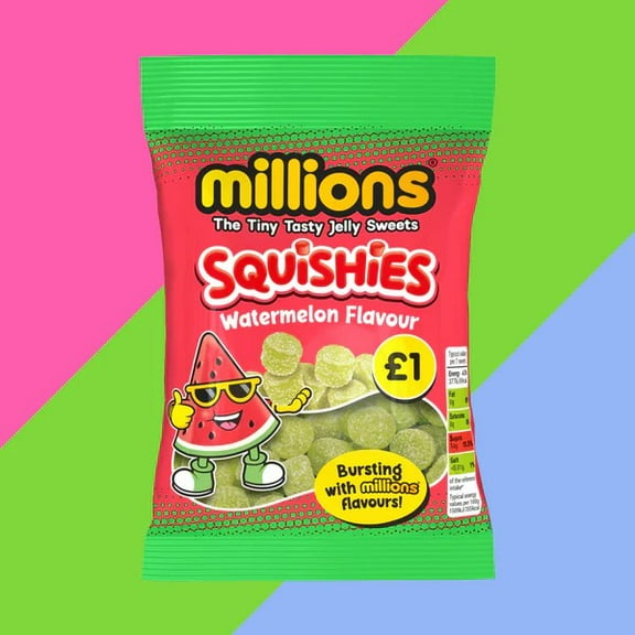 Millions Squishies Watermelon Flavor Chewy Candy 100g Bag