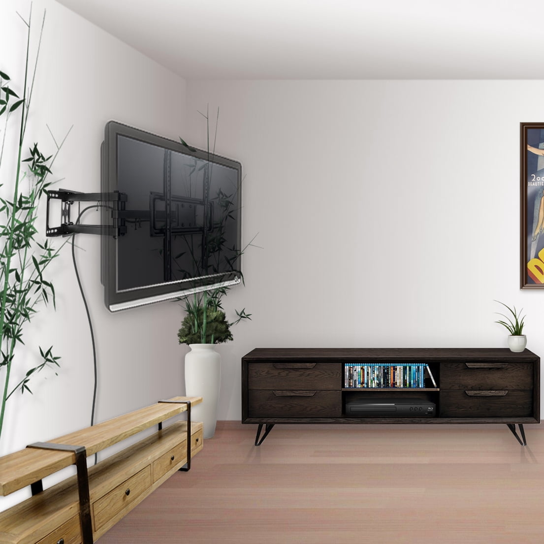 Full-Motion Dual-Arm TV Wall Mount: 37"-70" Screens