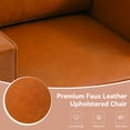 thumbnail image 4 of Swivel Accent Chair with Plump Back Pillow, PU Leather Swivel Armchair for Living Room, Comfy Vintage Barrel Chair for Adults(Leather Light Brown, Set of 2), 4 of 6