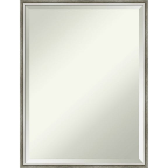 Amanti Art Lucie Silver White Beveled Wood Wall Mirror 25.25 x 19.25 in.