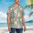 thumbnail image 2 of KLL Men's Hawaiian Shirt Short Sleeve Button Down Beach Shirts-Rose Flowers, 2 of 5