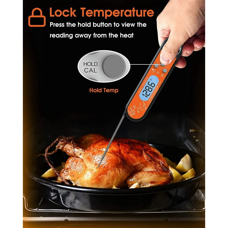 Marsno Instant Read Meat Thermometer for Cooking, Ultra Fast Waterproof  Digital Food Thermometer with Backlight, Calibration and Foldable Probe for  Kitchen, Baking, Outdoor BBQ,Grill,Deep Fry, Liquids 