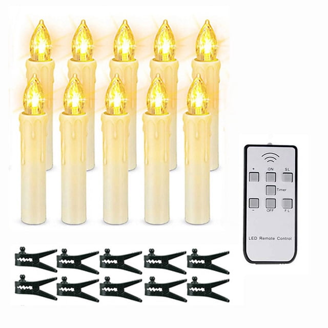 Candelabros cortos Velas cónicas LED, velas con batería de 4 PULGADAS Candelabro Vela LED remota Candelabros sin llama Temporizador Velas cónicas con clip