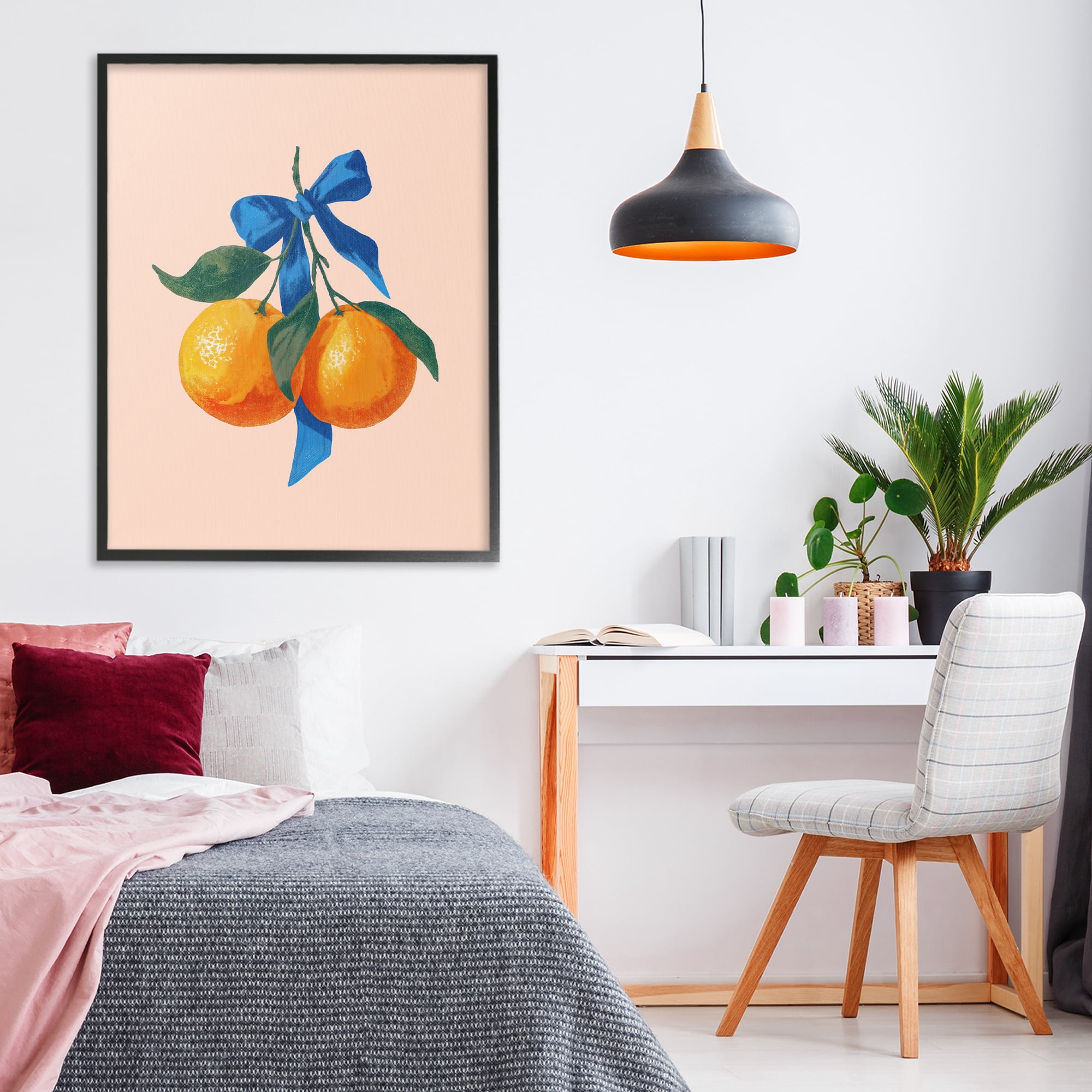 Stupell Industries Two Oranges with Blue Bow Black Framed Giclee Art, design by Imagine It Images