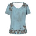 thumbnail image 3 of Tops Cortos para las Mujeres Impresión V-Cuello Suéter Blusa, Manga Corta de Poliéster Top de Moda, Lavado a Mano Todas las Estaciones Desgaste Casual, 3 of 7