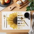 thumbnail image 2 of Yellow Sunflower Placemats Set of 8, Floral Rustic White Quotes Placemats for Dining Table, Place Mats for Kitchen Tabletop, Waterproof Wipeable Dining Table Mats Set, 2 of 9