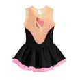 thumbnail image 5 of renvena Kids Girls Shiny Ballet Dance Sleeveless Leotard Skirt for Figure Ice Skating Dress A Black 16, 5 of 7