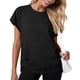 thumbnail image 1 of Camiseta Negra de Manga Larga de Manga Corta de la Mujer Batwing con Bolsillo de Canguro, Top Casual de Lana Suave para el Salón Y el Uso Diario, 1 of 6