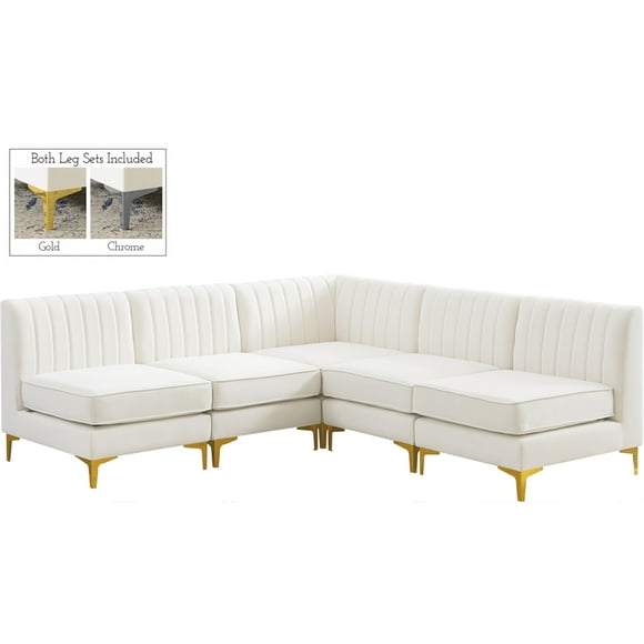 Meridian Furniture Alina Cream Velvet Modular Sectional