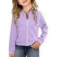 thumbnail image 5 of Fall/Winter Saving! HVOBTTY Toddlers Convertible Short Jacket, Girl's Fall and Winter Coats, Girls' Casual Versatile Solid Color Pocket Long Sleeve Zipper Short Jacket Purple, 13-14 Years, 5 of 5