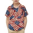 thumbnail image 2 of MKOSPLRT Independence Day Kids Tops Short Sleeve Button Down Shirts Lapel Collar American Flag Shirts Lightweight Holiday Tees 2-15Y, 2 of 9