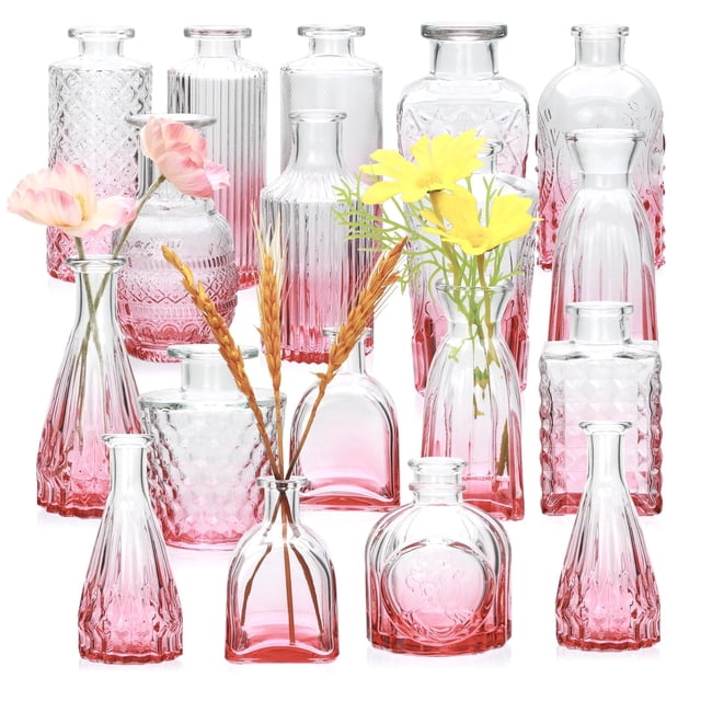 Set de jarrones Glass Bud Brajttt Vintage Pink (18 unidades)