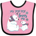 thumbnail image 3 of Inktastic My Pop Pop Loves Me Cute Polar Bears Boys or Girls Baby Bib, 3 of 4