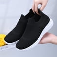 thumbnail image 5 of pwidon Sneakers for Women Easy Slip On Flyknit Breathable Hollow Mesh Walking Shoes Lightweight Cushioned Non Slip Outdoor Indoor Casual Footwear Black 41, 5 of 5