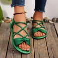 thumbnail image 6 of Sandals for Women Flat Dressy Cute Ankle Strap Open Toe Cross Bowknot Slingback Flats Summer Casual Comfortable Beach Vacation Slides Shoes 36, 6 of 6
