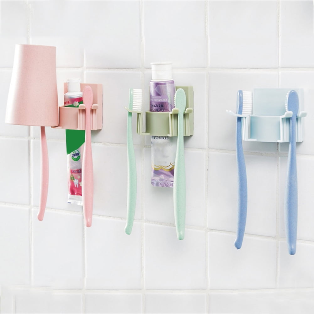Bathroom Toothbrush Holder Toothpaste Rack Razor Storage Gargle Cups 