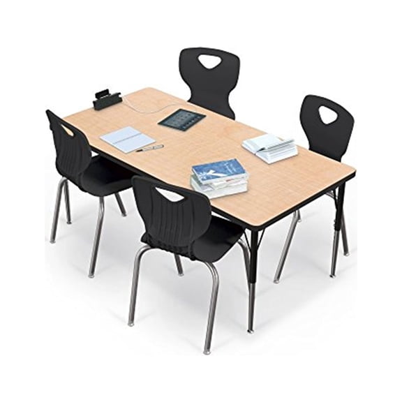 Activity Table - 30"x60" Rectangle - Gray Nebula Top Surface - Black Edgeband