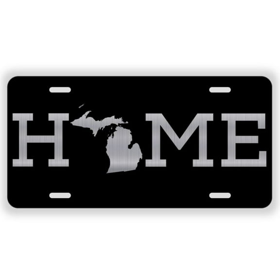 HOME IN MICHIGAN ETCHED LICENSE PLATE TAG VANITY FRONT - Aluminum ( 12 inch x 6 inch )