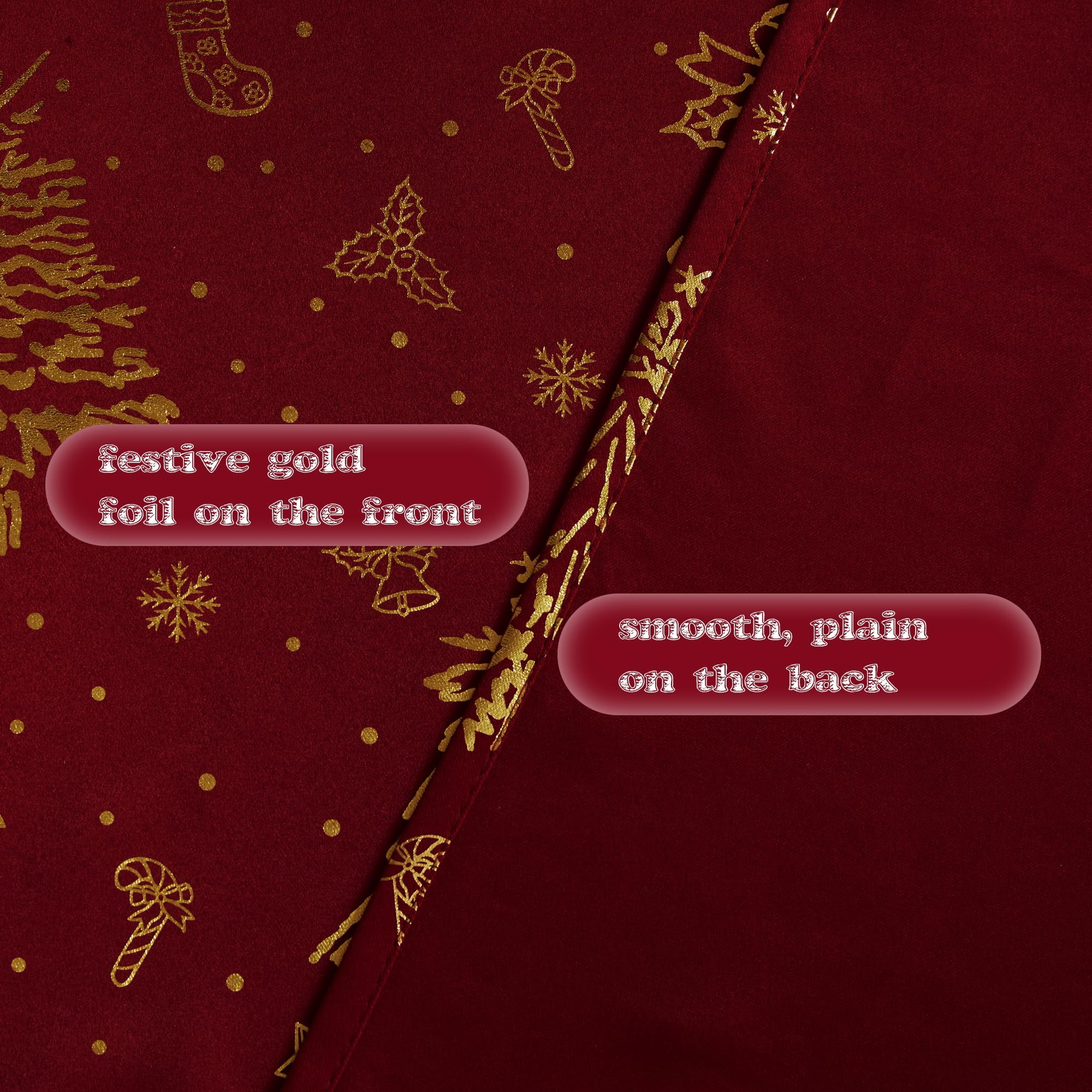 NICETOWN Christmas Curtains for Living Room, Gold Foil Printed Xmas Blackout Curtains Thermal Insulated Noise Reduce Grommet Window Treatments for Bedroom Living Room, 52"x95", Red
