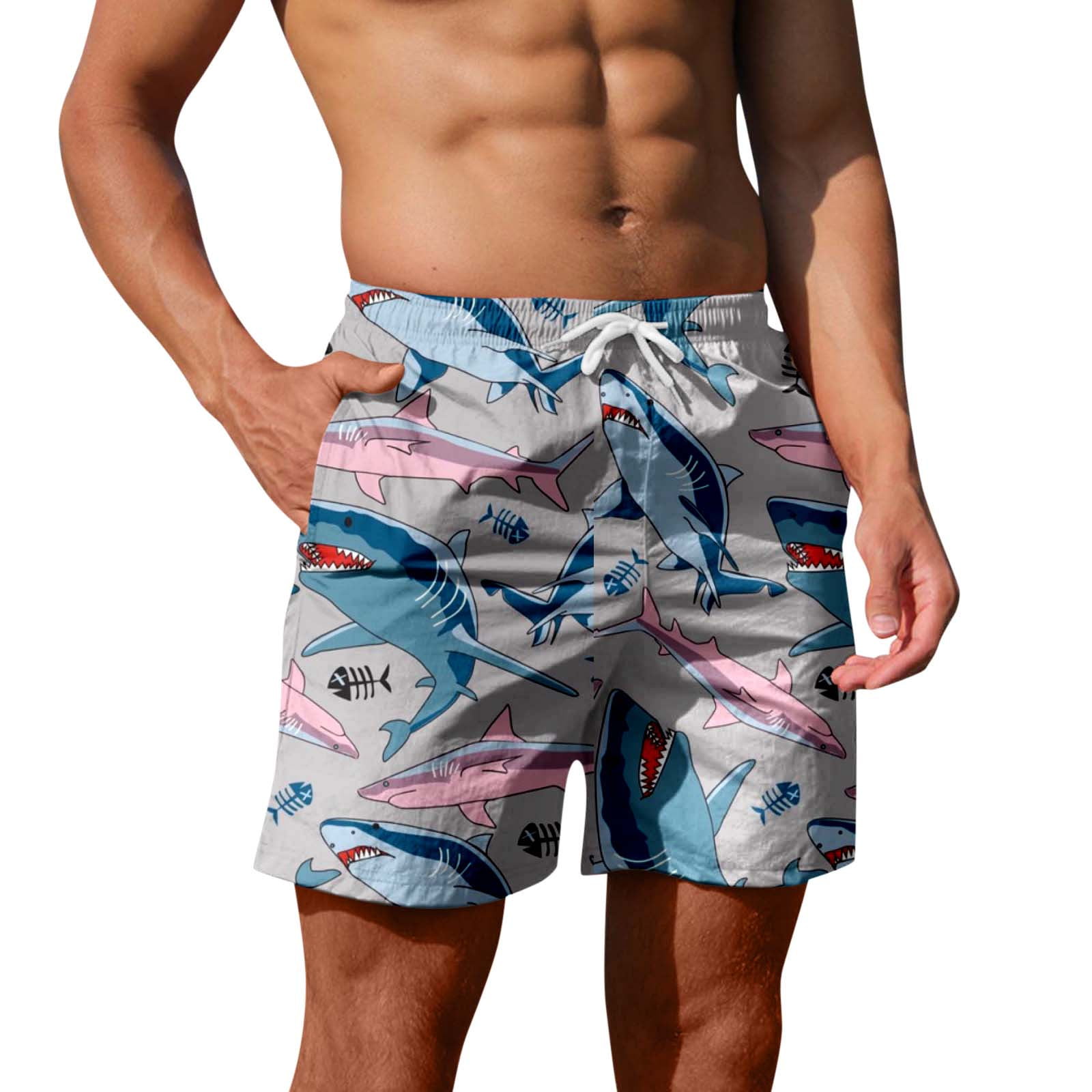 TLoowy-Clearance Mens Plus Size Swim Trunks Beach Shorts Boxer Swimwear Swimsuit Quick Dry Breathable Summer Surf Beachwear 
