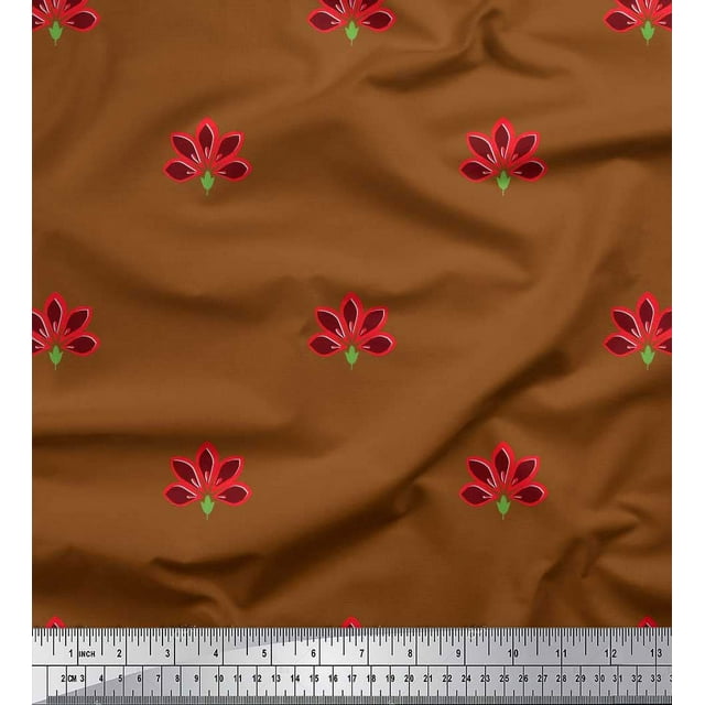 Soimoi polyester Crepe Fabric Artistic Floral Print Fabric by Yard 52 Inch Wide