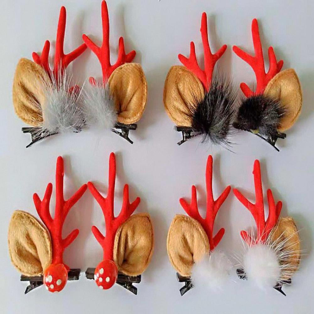 1/2Pcs Xmas Cute Deer Hair Clips Deer Antlers Girls Hairpins Hair Accessories 