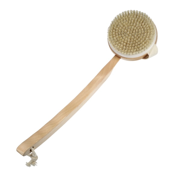 Unique Bargains Long Curved Handle Brush Removable Body Scrubber 15.94" Yellow 1 Pc