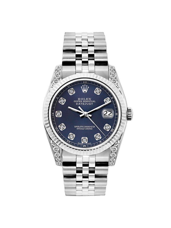 Pre-Owned Rolex Datejust 26MM 6916 Blue Diamond Dial Fluted Bezel Stainless Steel Jubilee Bracelet