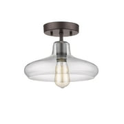 CHLOE Lighting DICKENS Industrial-style 1 Light Rubbed Bronze Semi-flush Ceiling Fixture 11" Shade