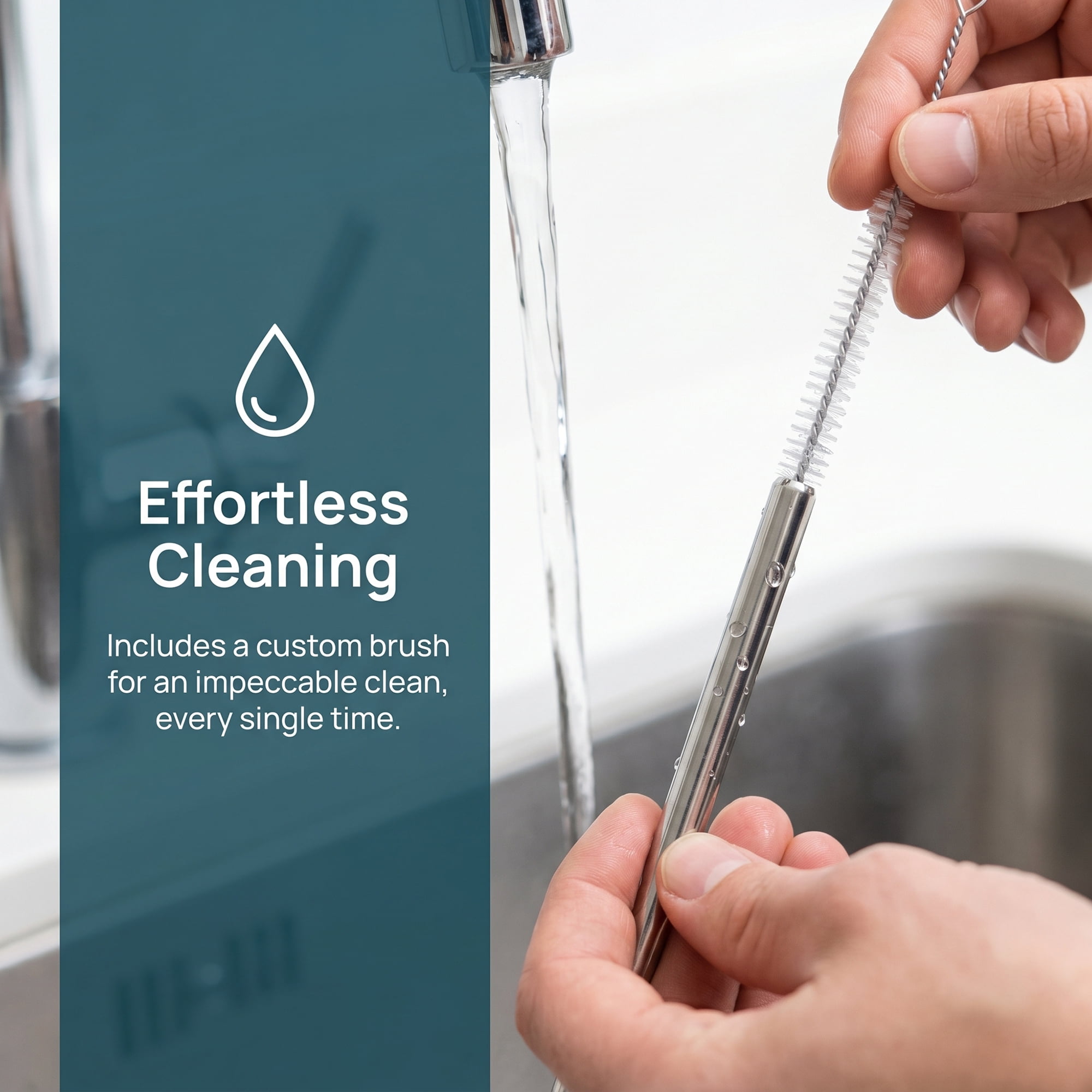 Unique Bargains 8Pcs Reusable Stainless Steel Straws with Brush Straight Pipe 0.4" x 11.8"