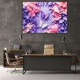 thumbnail image 5 of Mudket Paper Art Pink and Purple Flowers with Butterflies Canvas Wall Art, Floral Wall Decor, Framed Ready to Hang Artwork for Living Room Bedroom - 12"L x 8"W, 5 of 10