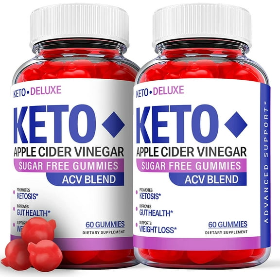 (2 Pack) Deluxe Keto ACV Gummies - Supplement for Weight Loss - Energy & Focus Boosting Dietary Supplements for Weight Management & Metabolism - Fat Burn - 120 Gummies