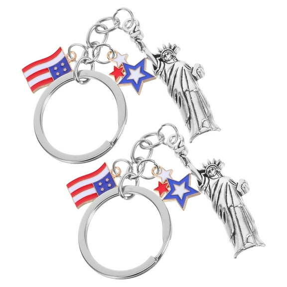 FRCOLOR 2pcs Independence Day Keyring Statue Of Liberty American Flag Keychain Patriotic Party Favors Decor Bag Charms Collectible American Souvenirs