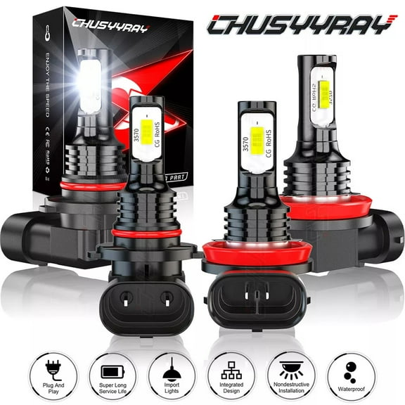 LED Headlight High Low Beam Bulbs Kit 6000K White 4Pcs - for 2009-2012 Dodge Ram 1500 2500 3500