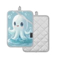 thumbnail image 2 of Two Pieces Of Square Heat Insulation Pad Oven Mitts 7x9.8 Inch Oven Microwave Kitchen Cooking Baking Cartoon Blue Jellyfish, 2 of 7