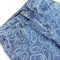 thumbnail image 4 of KIDSCOOL SPACE All Over Smiling Face Print Girls Wide-leg Denim Pants, 5-14T Elastic Waist Loose Leg Jeans,Light Blue,8-9 Years, 4 of 6