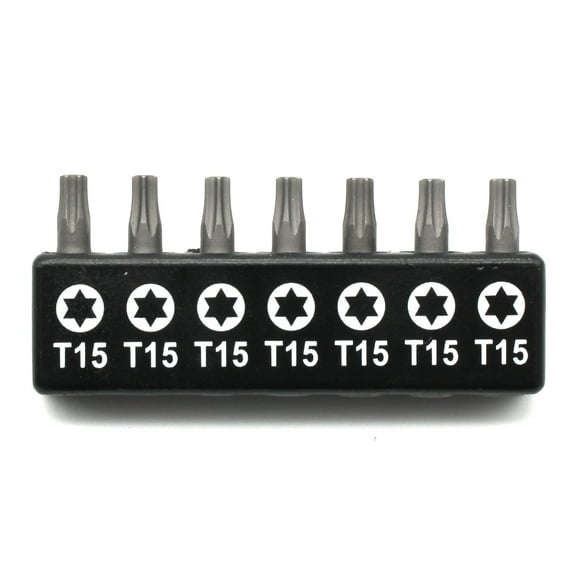 TMAX 7 pc T15 Torx Star 6 Point T-15 Screwdriver Impact Ready 1 Inch Length Insert Bits Hex Shank with Quick Release Slot