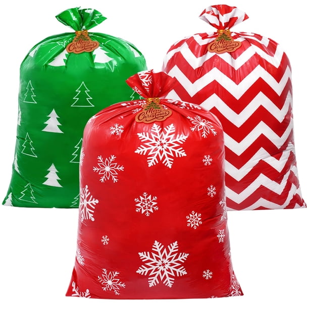 Bolsas de regalo Sofier Jumbo Christmas, diseño de copos de nieve de 91 x 112 cm, 3 unidades