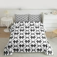 thumbnail image 2 of Manfei Ribbon Bow Bowtie Queen Comforter Set,Stars Loves Print Bedding Sets,White Black Bedding Comforter Set For Child,Ultra Soft Home Decor Reversible,3 Pieces, 2 of 8