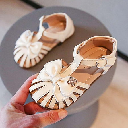 

Toddler Sandals on Clearance Toddler Baby Girls Bow Open Toe Sandals Soft Sole Princess Shoes Sandals Beige Sandals For Kids Size 6 Years