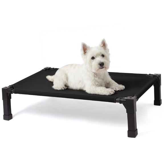 Elevated Dog Bed, Cooling Raised Bed, Portable&No-Slip for Outdoor or Indoor Use, Black, Small, 35"L x 25"W x 7.4"H