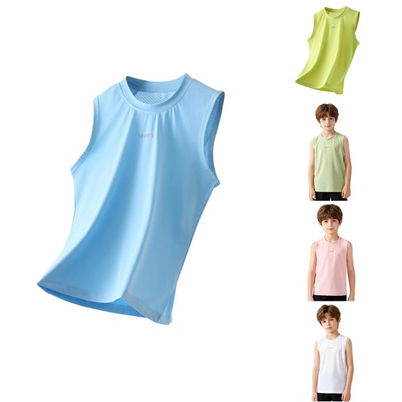 VOUZZA Kids Tank Top Mesh Breathable Sleeveless Sports Tee Athletic Training Undershirt Boy Girl